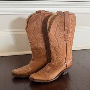Classic Brown Leather Cowboy Boots Old West size 5